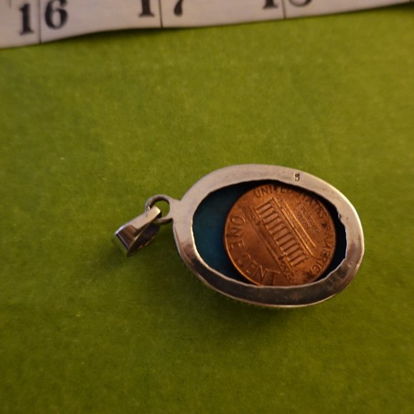 Vintage Turquoise Sterling Silver Pendant & 20" Chain (Host Pick!!) - Picture 9 of 12